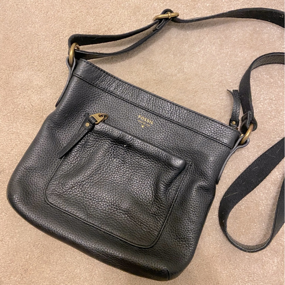 Fossil Black Leather Crossbody